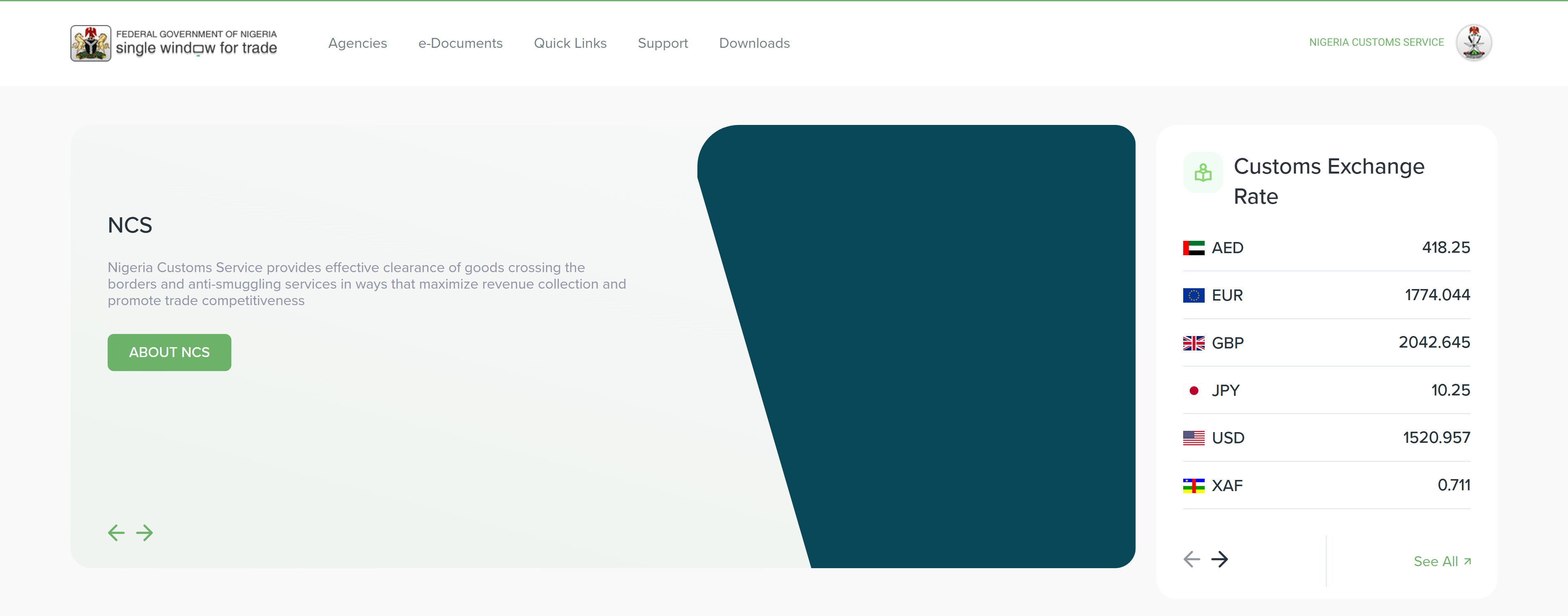 The National Single Window Trade Portal (still under the control of the Nigeria Customs Service)